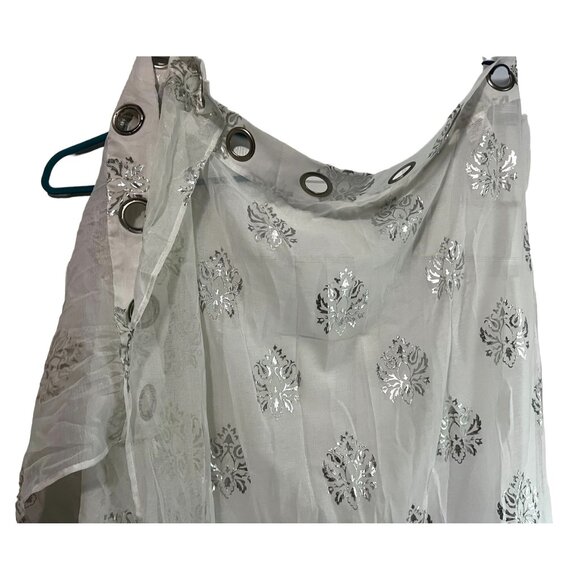 Dainty Home Set of 2 White & Silver Curtain Panels with Grommets 98" x 36" - Picture 5 of 9